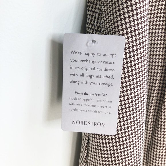 NWT Anthropologie Houndstooth Pleated Puff Sleeve Cottagecore Preppy Midi Dress - Picture 7 of 10